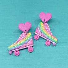 Load image into Gallery viewer, Colourful kawaii rainbow roller skate stud earrings
