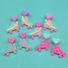 Load image into Gallery viewer, Colourful kawaii rainbow roller skate stud earrings