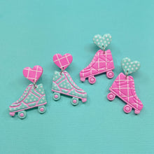 Load image into Gallery viewer, Colourful kawaii rainbow roller skate stud earrings
