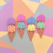 Load image into Gallery viewer, Rainbow double icecream scoop stud earrings