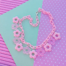 Load image into Gallery viewer, Colourful plastic flower bead choker necklace