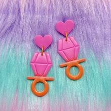 Load image into Gallery viewer, Pink and orange ring pop stud earrings