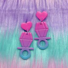 Load image into Gallery viewer, Pink, purple and blue ring pop stud earrings