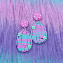 Load image into Gallery viewer, Pastel halloween floral pumpkin polymer clay stud earrings