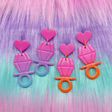 Load image into Gallery viewer, Pink and orange ring pop stud earrings