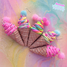 Load image into Gallery viewer, Rainbow icecream polymer clay earrings
