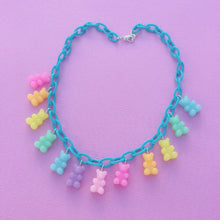Load image into Gallery viewer, Pastel rainbow resin gummy bear charm necklace
