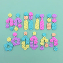 Load image into Gallery viewer, Colourful textured geometric scalloped teardrop stud earrings
