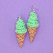 Load image into Gallery viewer, Mint choc chip icecream polymer clay earrings
