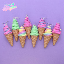 Load image into Gallery viewer, Pink sprinkle icecream polymer clay earrings
